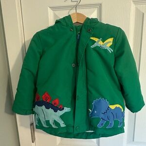 Baby Boden Green Dinosaur Puffer Jacket